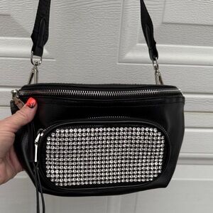 Elegant Black Crossbody Bag with Silver Accents